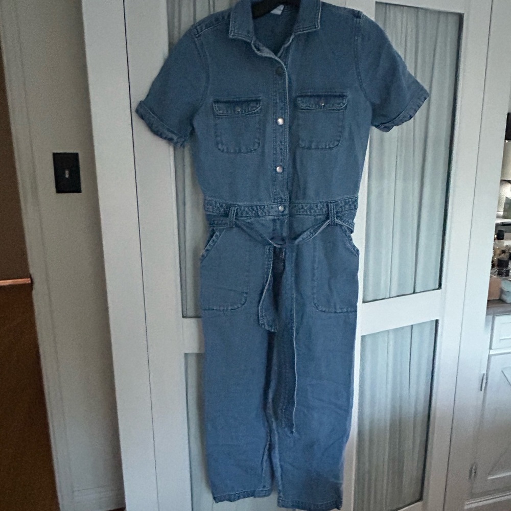 Denim Short Sleeve Jumpsuit